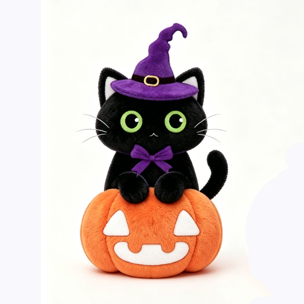 Custom Halloween Plush Toy OEM ODM Witch Hat Delicate Stuffed Animal for Holiday Decoration Fans Souvenir Cosplay Kids Gift