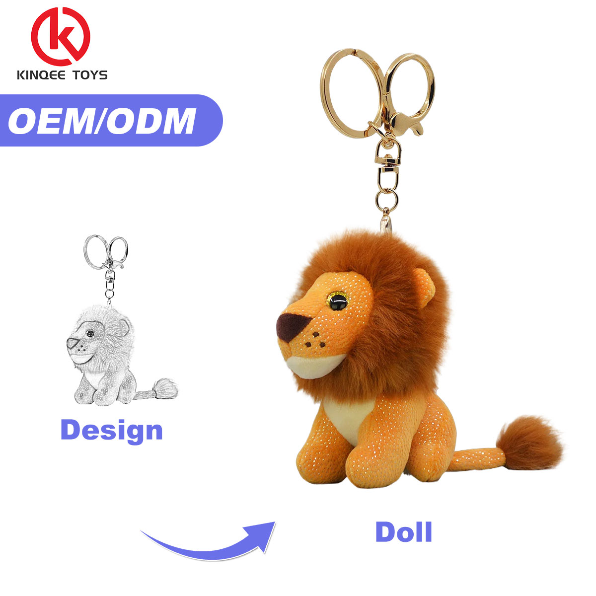 Kinqee Custom Lion Keychain Stuffed Animal Oem Soft Mascot Pendant Plusheis Cuddly Soft Plush Toy Custom Plush Keychain