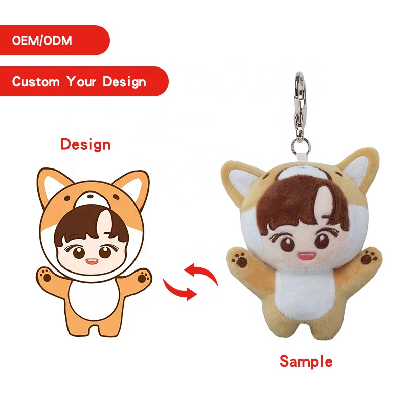 Low MOQ Custom Made Small Kpop Plush Doll Keychains Toy Custom Plush Keychain