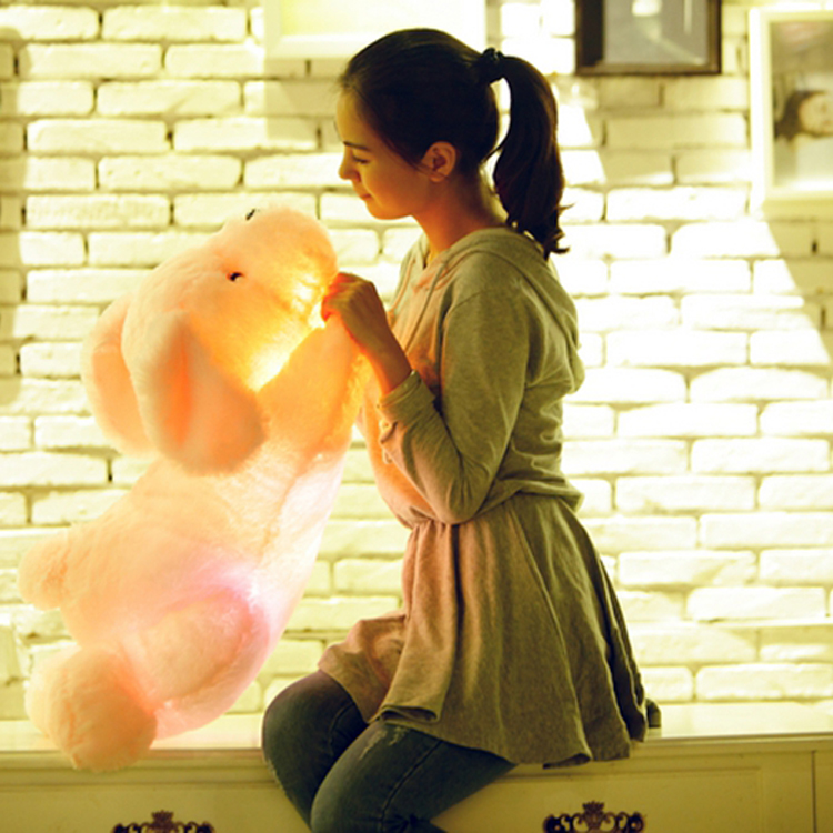 Colorful LED Stuffed Plush Cushion Dog Pillow Cute Light-Up Toys for Girls Christmas Gifts for Toddlers