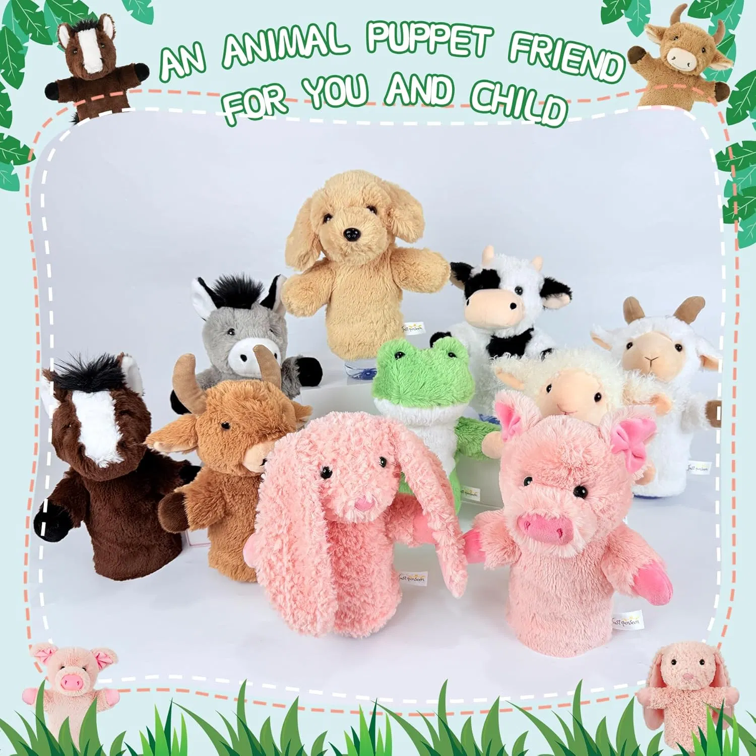 Dog Hand Puppet Domestic Animal Toy Educational Plush for Children Adults Kids Ages 4-8 Family Fun Interactive Play Storytelling Gift Dog