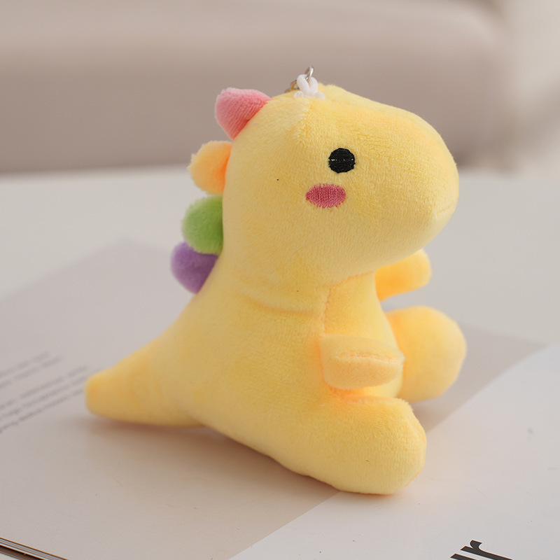 Mini Cartoon 12cm Dinosaur Plush Light Keychain Soft Toy for Kids Gift