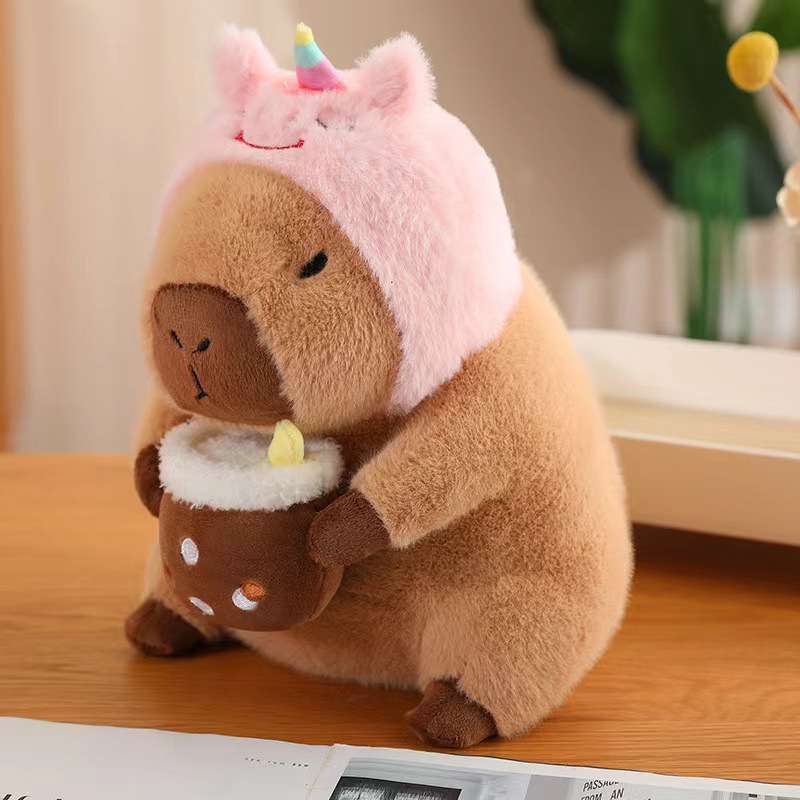 IN STOCK Kawaii Cute Soft Peluches Plushie Animal Capibara Toy Boba Bubble Tea Capybara Stuffed Plush Toys