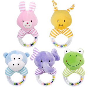 Cartoon Baby Plush Cute Animal Hand Ringing Bell Grasping Toy Baby Puzzle Soothing Doll