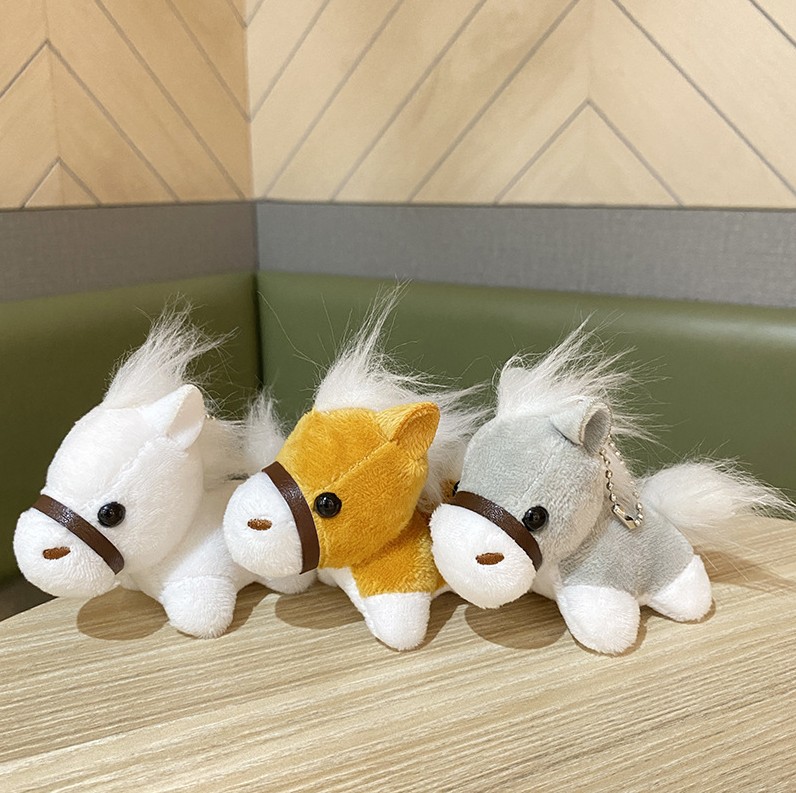 Stuffed Animal Toy Cartoon Mini Horse Keychain Mini Cute Colorful Plush Toy Keychains Bag Charm For Kids Gifts