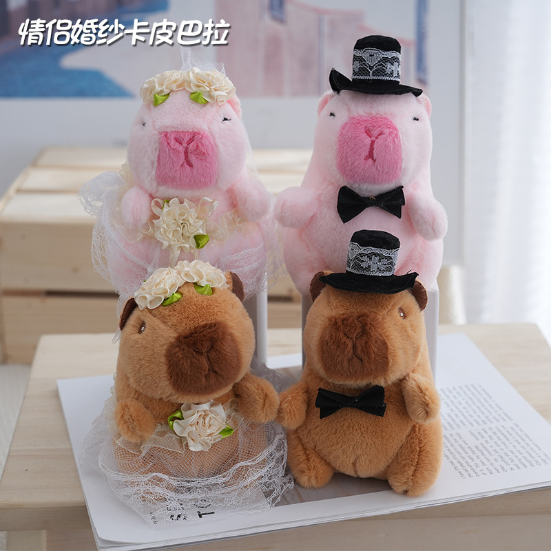 Cute Wedding Dress Capybara Keychain Stuffed Animals Toys