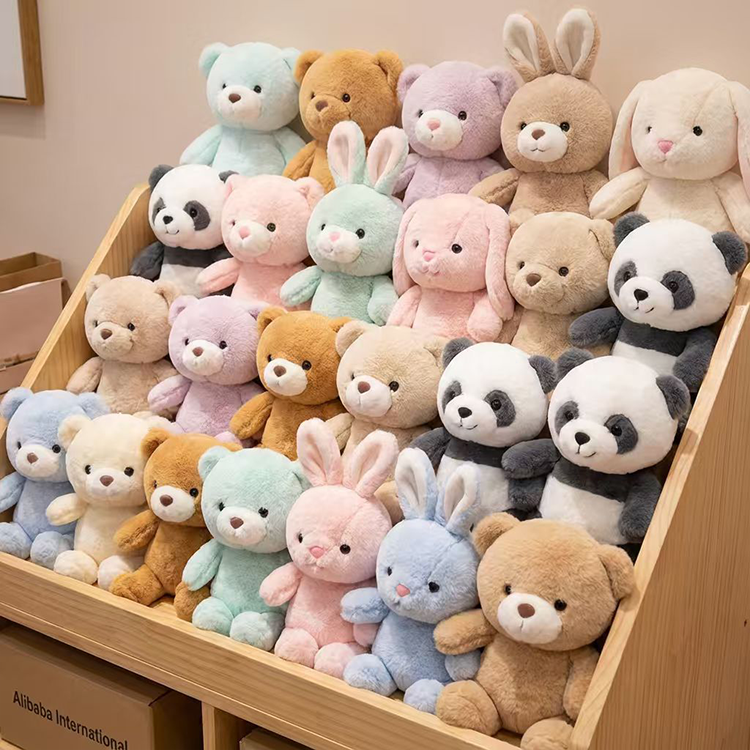 Wholesale Super Soft Cute Teddy Bear Panda Rabbit Plush Toy Bed Doll Stress Relief Gift 8inch Stuffed Animals Toys for Children