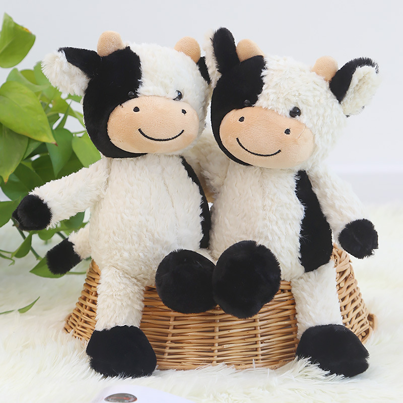 Black and White Smile Cow Cross Border Plush Doll with PP Cotton Filling Cute Birthday Gift for Girls