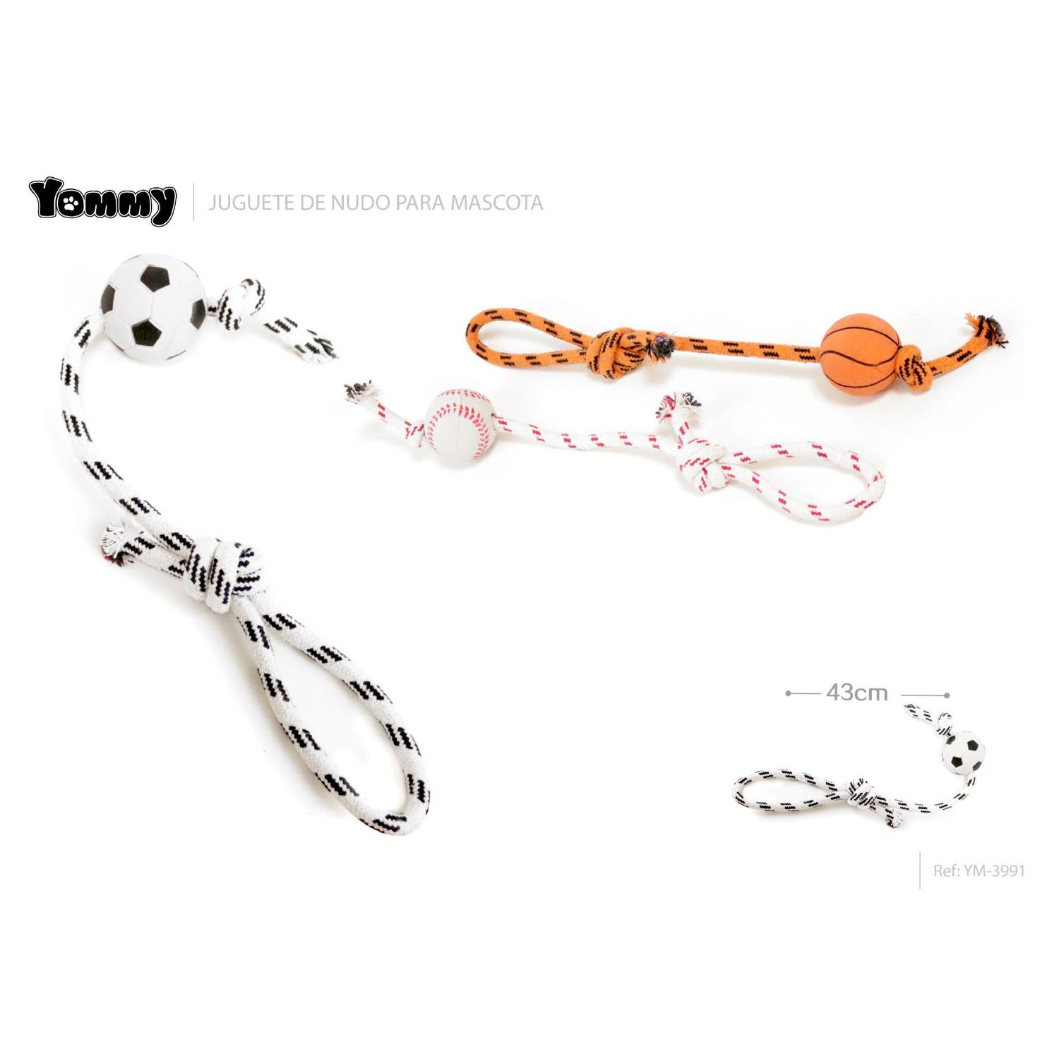 43cm Eco-Friendly Classic Modern Interactive Simple Style Pet Knot Toy Cotton Rubber Plush Carton Packed Model 8435419439912