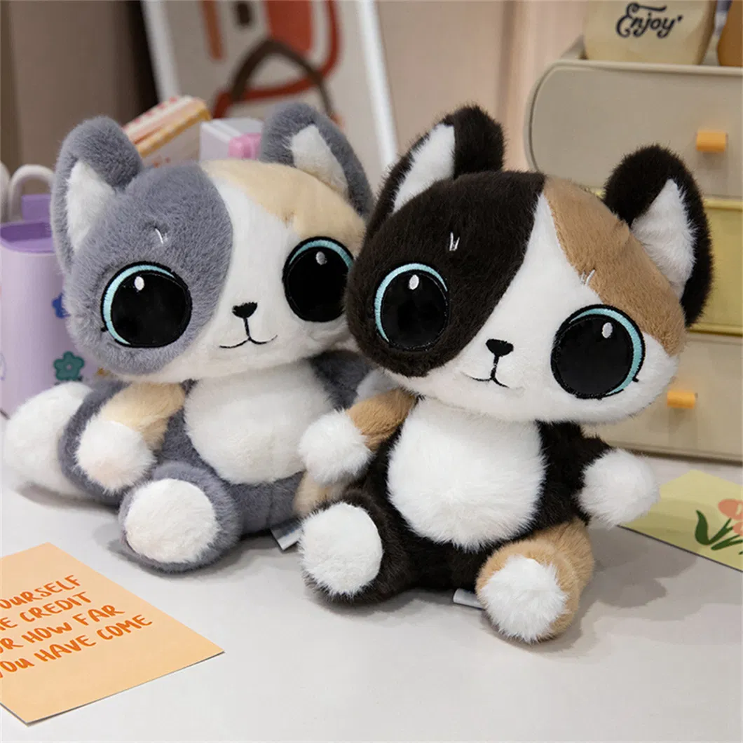Fluffy Cat Plush Collectible Soft Big Eyes Cute Gift Mascot Toy