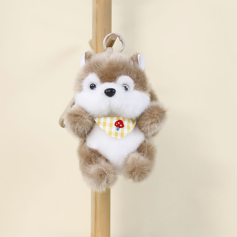 Wholesale Cartoon Dog Plush Keychain Pendant OEM Cute Fluffy Dinosaur Plushie Keyring Soft Doll Stuffed Animal Toy for Gift