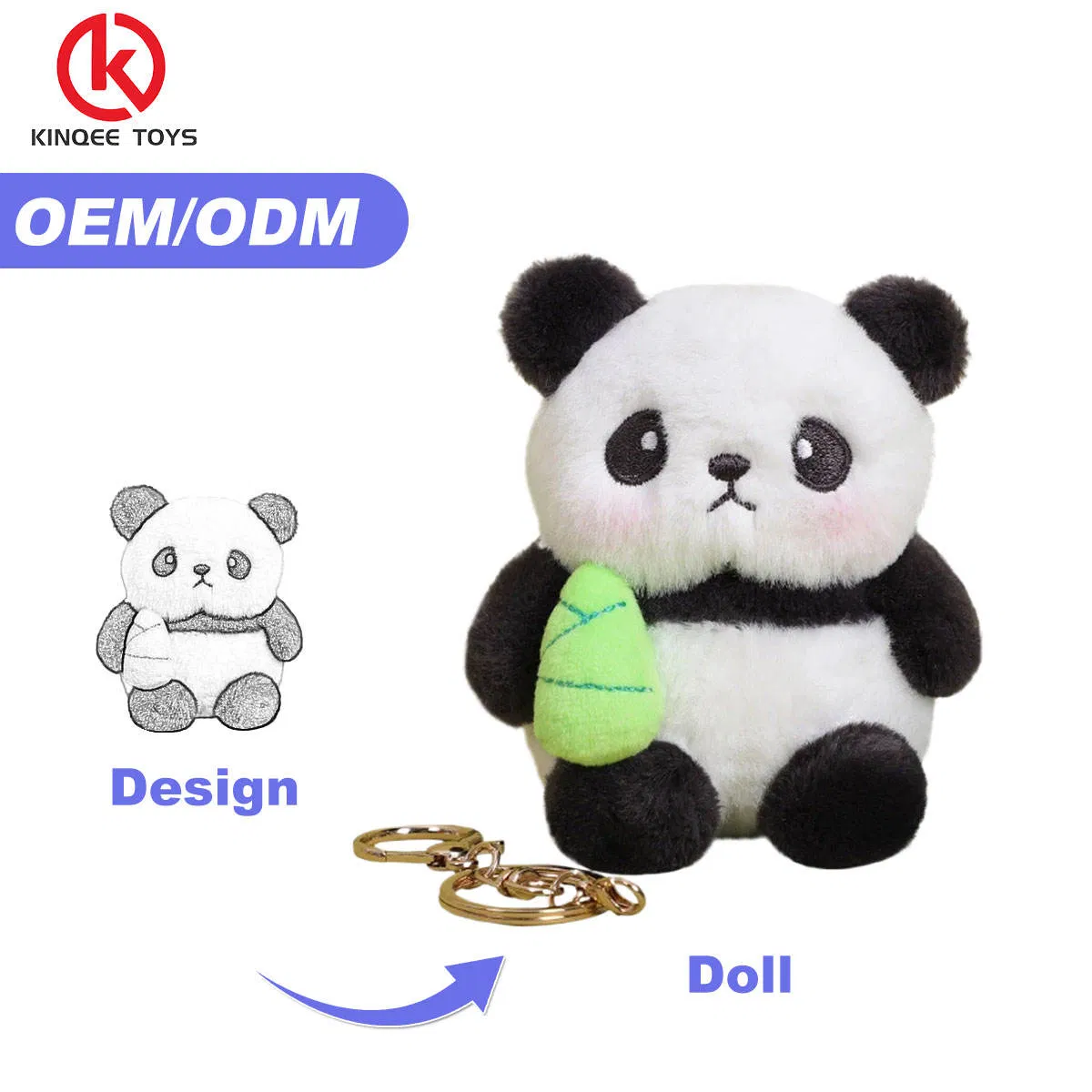Custom Panda Stuffed Animal Plush Toys in Green Bamboo Plushies Cute Zoo Souvenir Dollgift for Girls