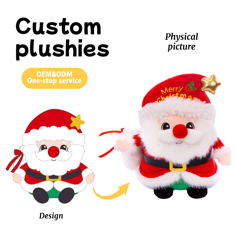 Wholesale Custom Plush Santa Claus Doll Cotton Toy with Embroidered Text Christmas Gifts