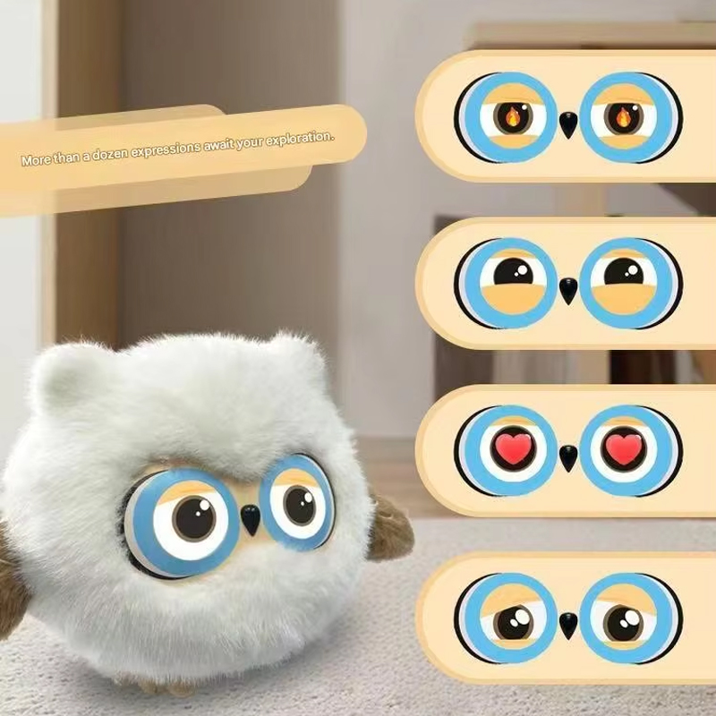 AI Smart Super Soft PP Cotton Plush Toys ChatGPT Owl Double-eye Emotion WIFI Interactive Companion Doll USB Charging Birthday