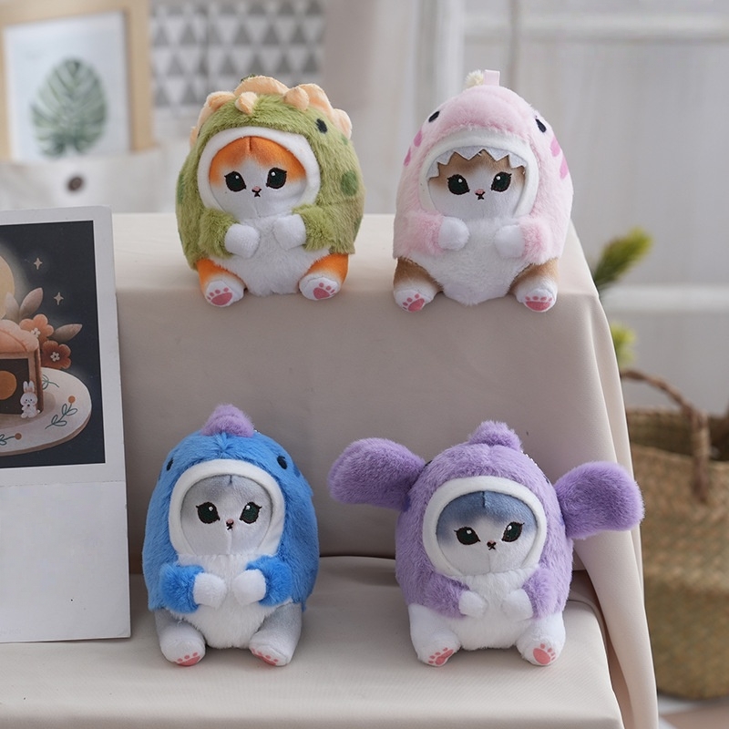 Peluches Plushy Fluffy Mini Plush Toy Kitten cat Shark Kawaii cat Keychain Plushie Stuffed Animals Plush Small Cats Bag Charm