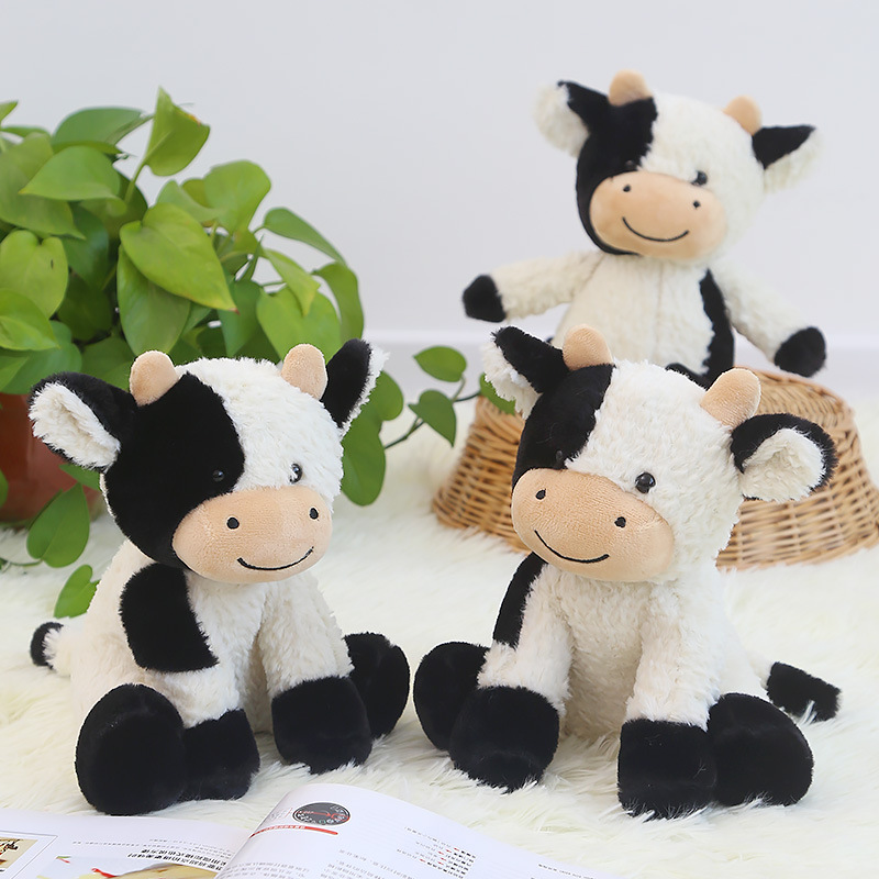 Black and White Smile Cow Cross Border Plush Doll with PP Cotton Filling Cute Birthday Gift for Girls