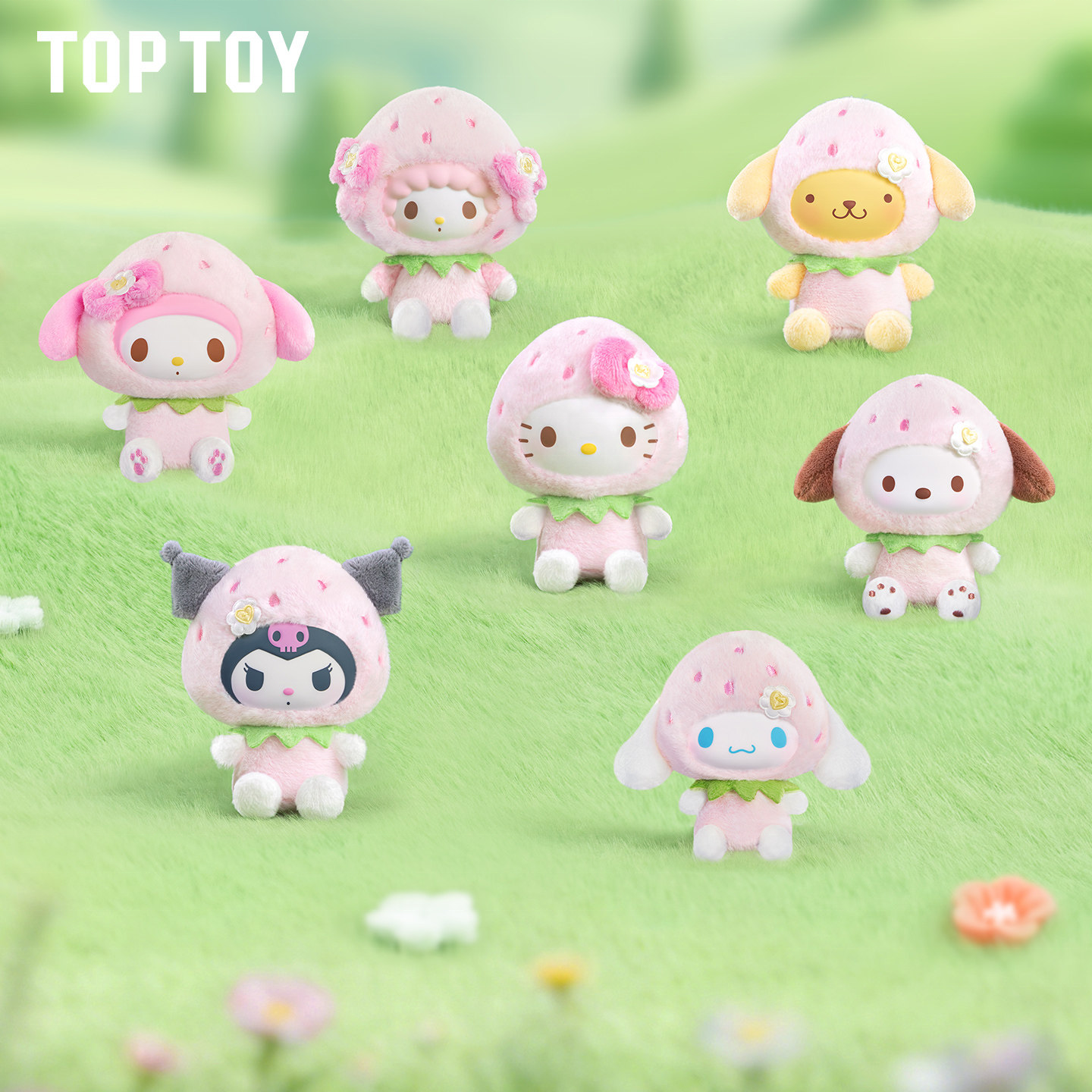 NEW Original TOP TOY Sanrioes Characters Sweet Strawberry Series Plush Keychains Blind Box Mini Fashion Pendants