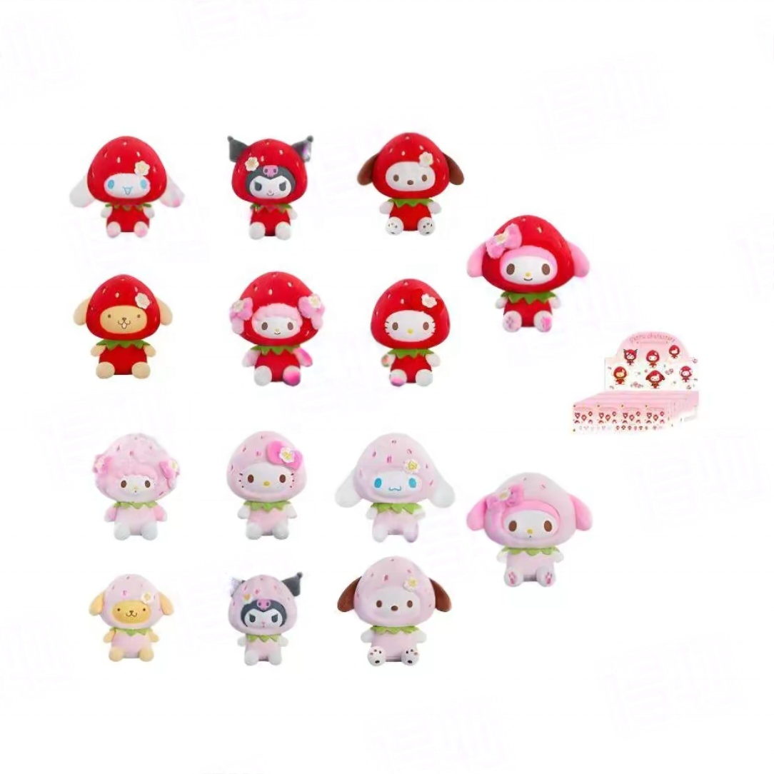 NEW Original TOP TOY Sanrioes Characters Sweet Strawberry Series Plush Keychains Blind Box Mini Fashion Pendants