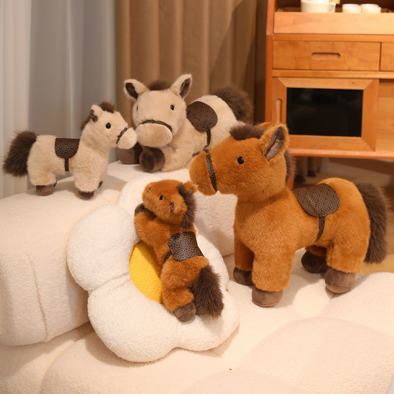 Super Soft Cute Pony Plush Toy Doll Year of the Horse Mascot Stuffed Animal Toys for Gift and Home Decoration