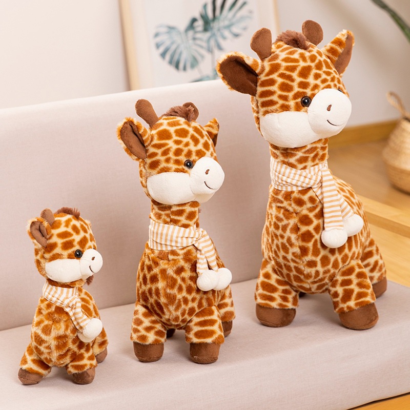 New Hot Sale 30CM Cute Giraffe Plush Doll with Scarf Super Soft Stuffed Animal Toy for Kids Birthday Gift