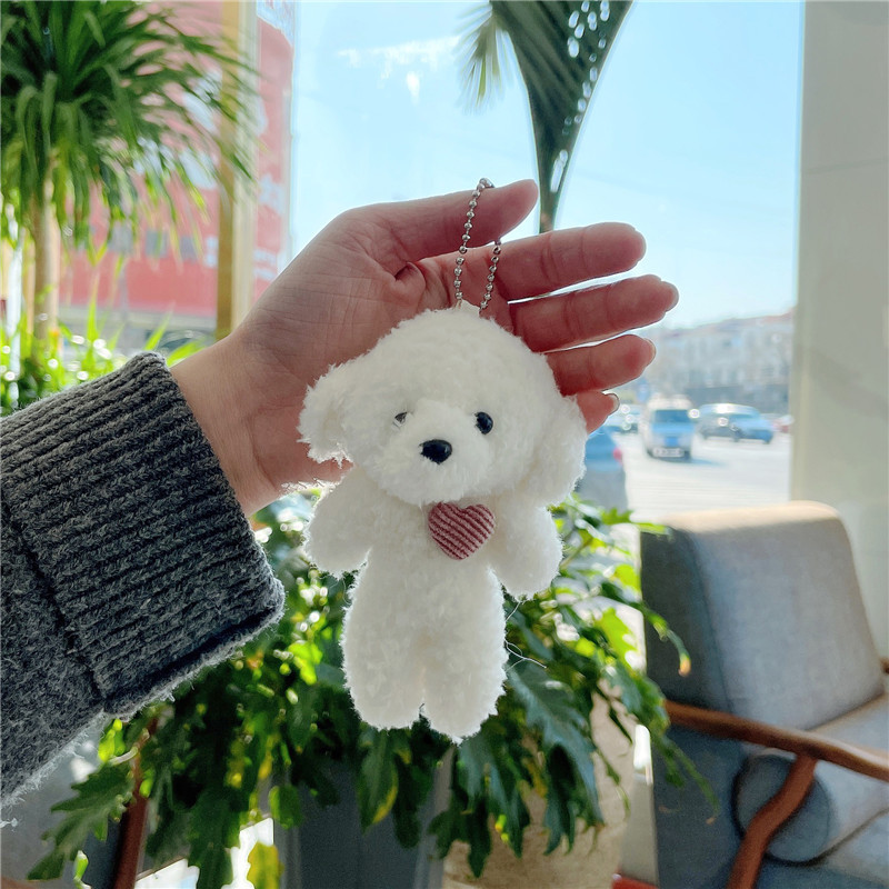 Cute Baby Bear Teddy Plush Doll Keychain Soft Blush Pendant with Bag Accessories
