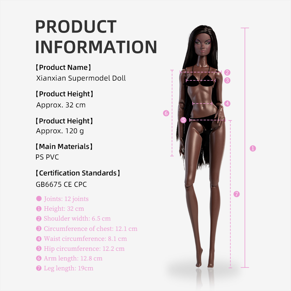 XIANXIAN Factory Charcoal Skin Tone Jointed ELARA Fashion Doll ( Edition)-Vinyl Model Toy Soft Toy