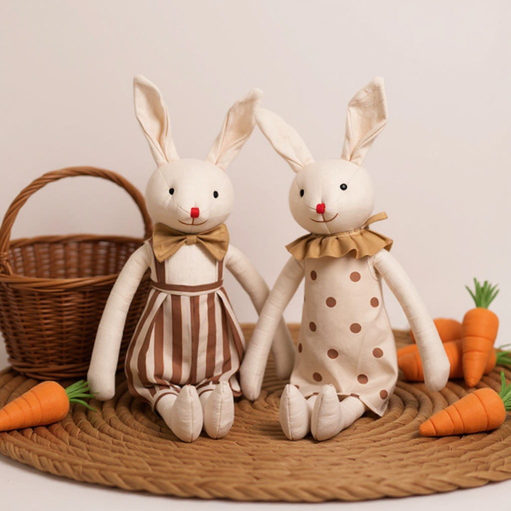 CPC Cute Long-Eared Rabbit Doll PP Cotton Eco-friendly Soft Plush Toy Babies Appeasing Sleeping Stuffed Animal Birthday Gift