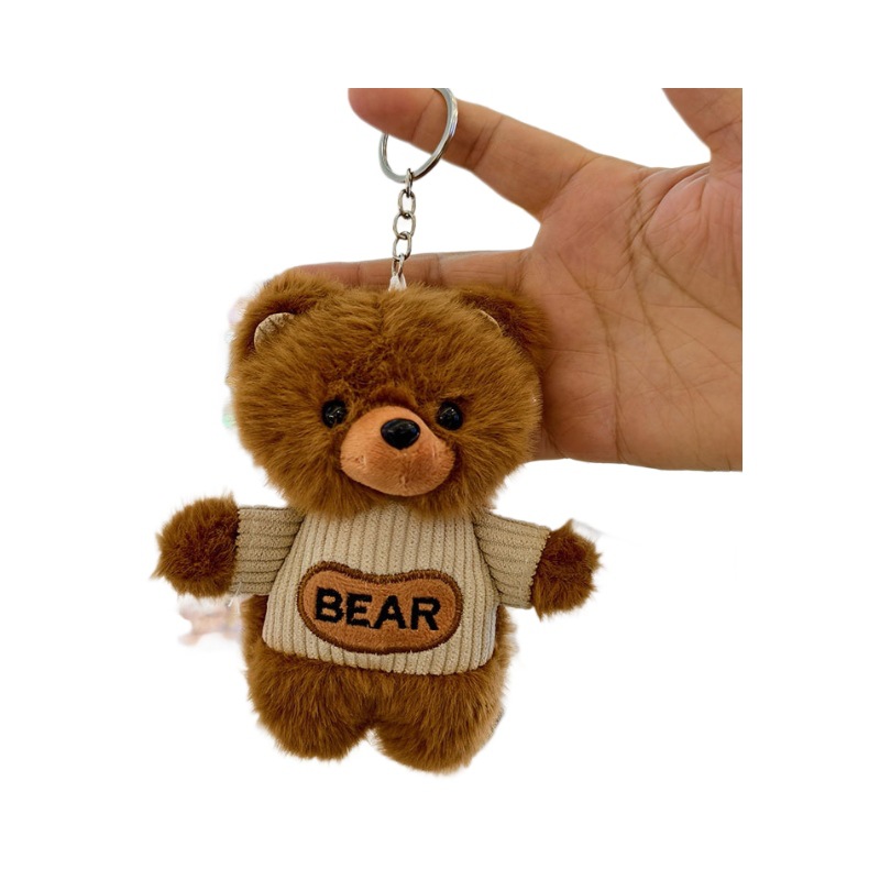 Stylish Soft Fluffy Stuffed Animal Toys Bag Charm Keyring Accessories Cute Mini Small Teddy Bear Plush Keychain Pendant Doll