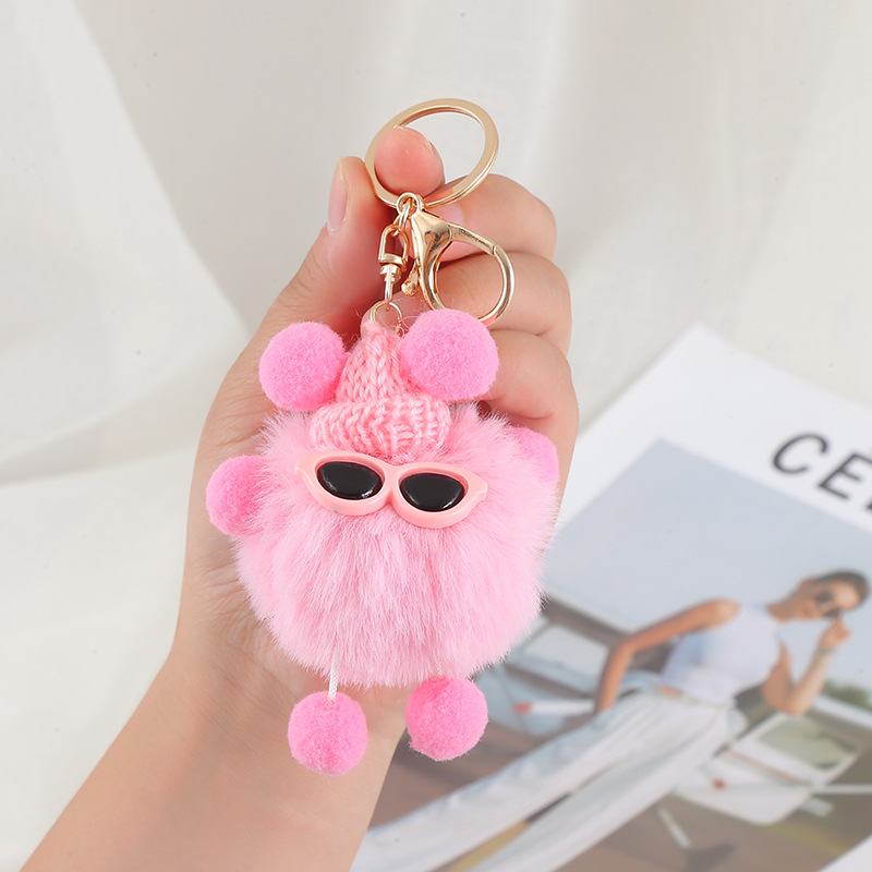 Elf Plush Keychain Toy Soft Rabbit Fur Plush Ball Keychain Plush Doll Car Bag Pendant Cute Anime Plush Pomball Keychain