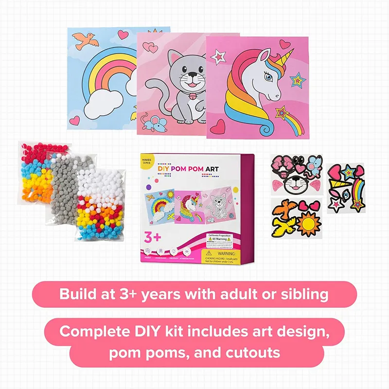 Children Plush Ball Paste Painting Kindergarten Handmade DIY Material Package Toys