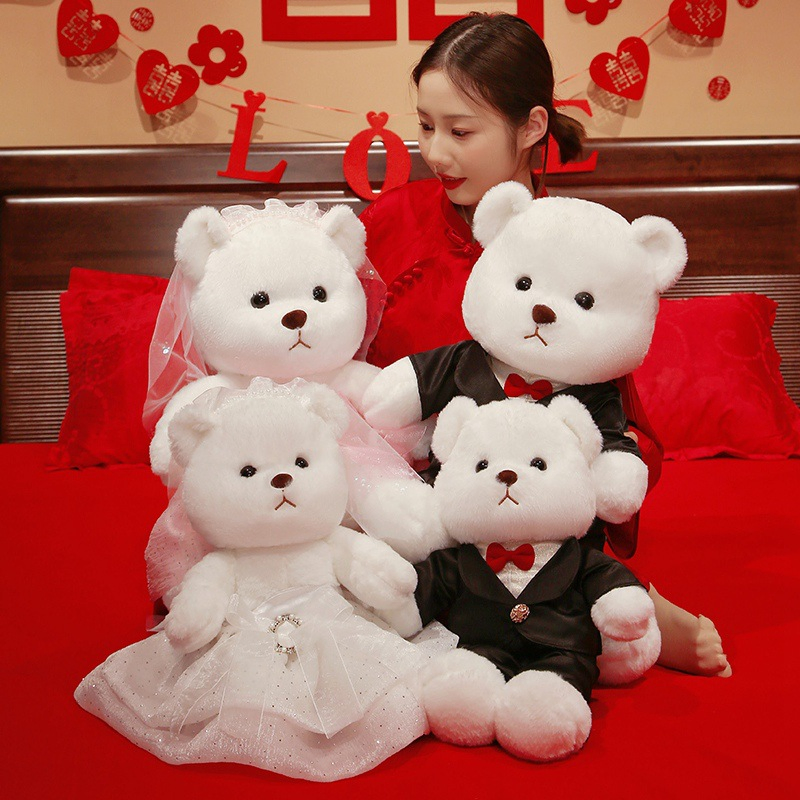 Wholesale Price OEM Manufacturer Personalized Peluche Plushie Collectible 100% Polyester Fabric Super Soft Stuffed Plush Toys Custom Wedding Teddy Bear Factory