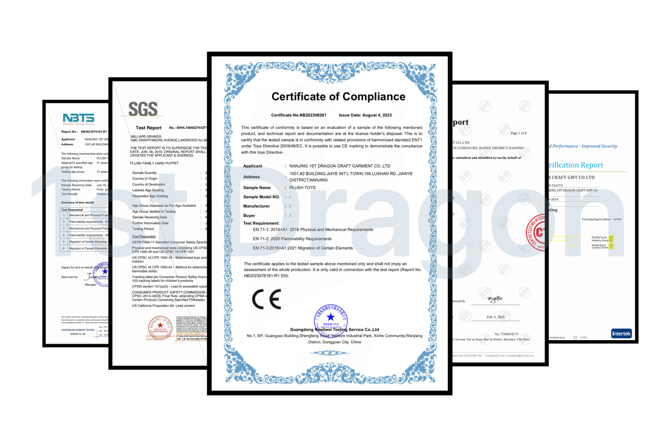 Product Certifications EN71 CE ASTM CPSIA
