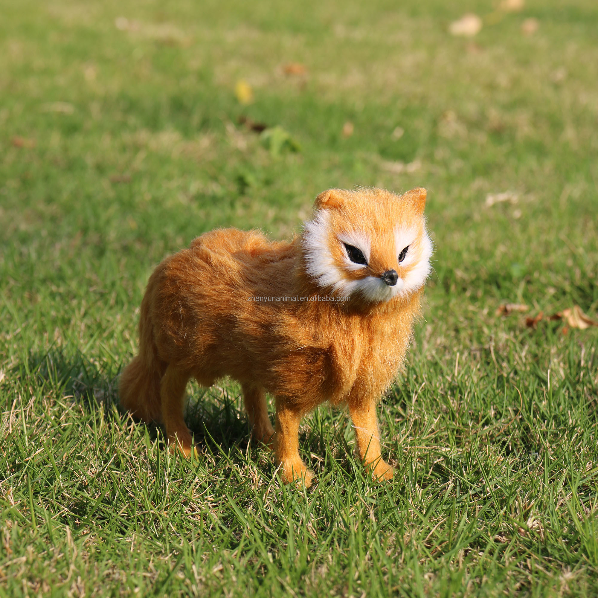 Handmade Cute Fluffy Standing Fox Plush Toy Simulated Wild Forest Animal with Nature-Inspired Craftsmanship Without Filling