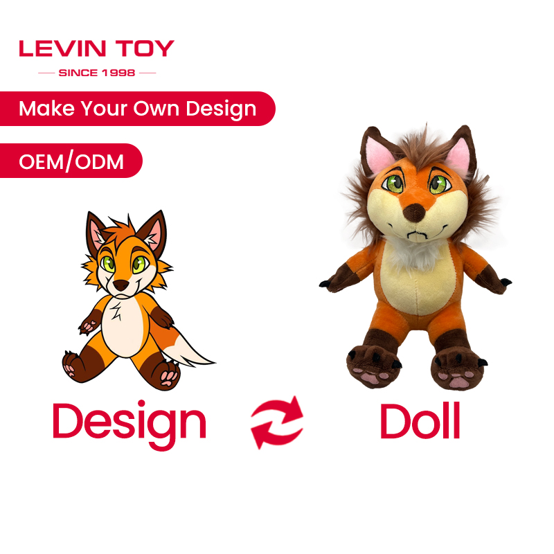 Creative Anime Character Wolf Design Customized Cute Soft Stuffed Werewolf Furry Suit Plush Animal Toys