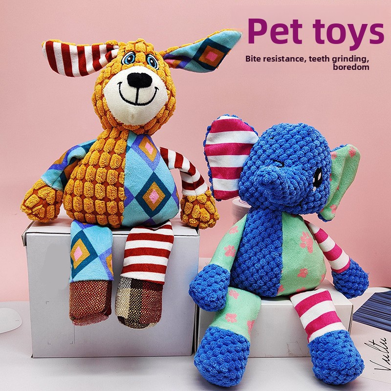Luxury Eco-Friendly Waterproof Cartoon Style Squeak Plush Chew Toy Cute Interactive Dog Teething-Resistant