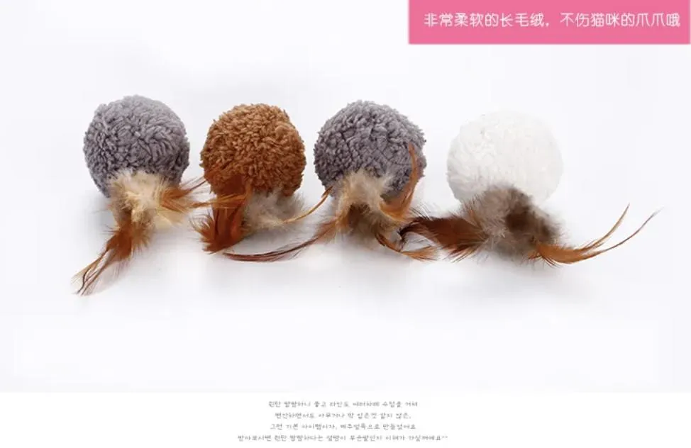 Handmade Cat Ball Feather Plush Pet Cat Toy