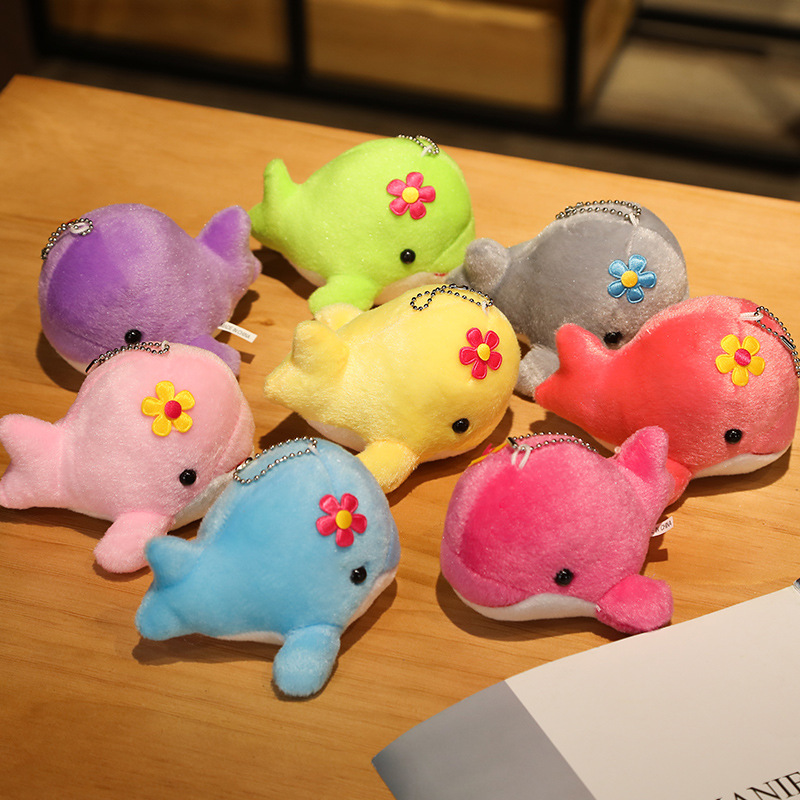 Factory Price Custom 12cm Cute Whale Plush Stuffed Animal Toys Mini Dolphin Plush Peluche Doll Keychain Dolphin Pendant