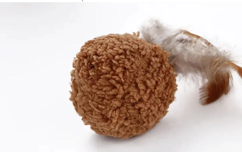 Handmade Cat Ball Feather Plush Pet Cat Toy