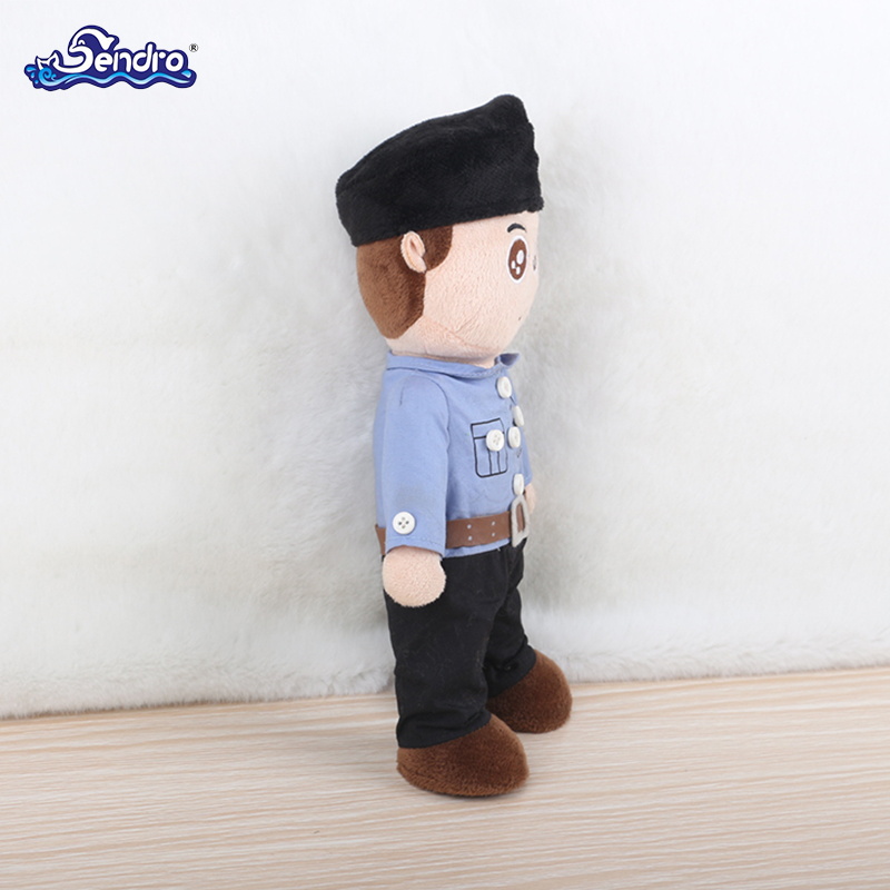 Customized 100% Polyester Plush Character Policeman Plush Doll Toys for Kids
