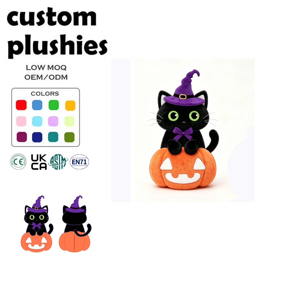 Custom Halloween Plush Toy OEM ODM Witch Hat Delicate Stuffed Animal for Holiday Decoration Fans Souvenir Cosplay Kids Gift