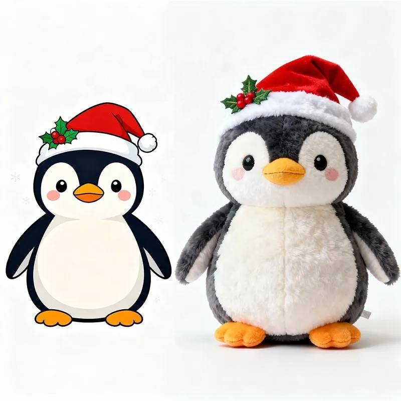 Wholesale Christmas-Themed Cotton Plush Toys Handmade Customizable Little Penguin Stuffed Big Head Toy Customizable Color Size