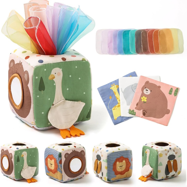 Soft Fabric Crinkle Montessori Square Sensory Toys for Newborns and Kids Educational Preschool Learning