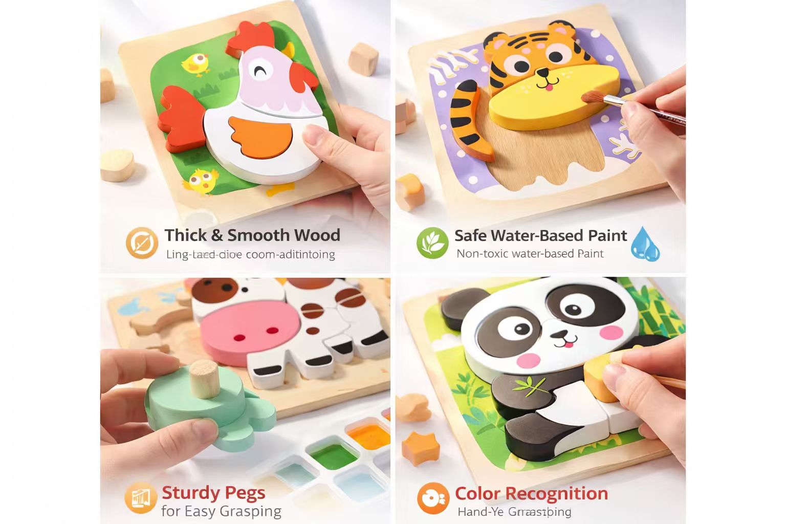 Montessori Educational Toys 3D Animal Puzzle Cartoon Kids Learning Wooden Educational Toys Learning Toy