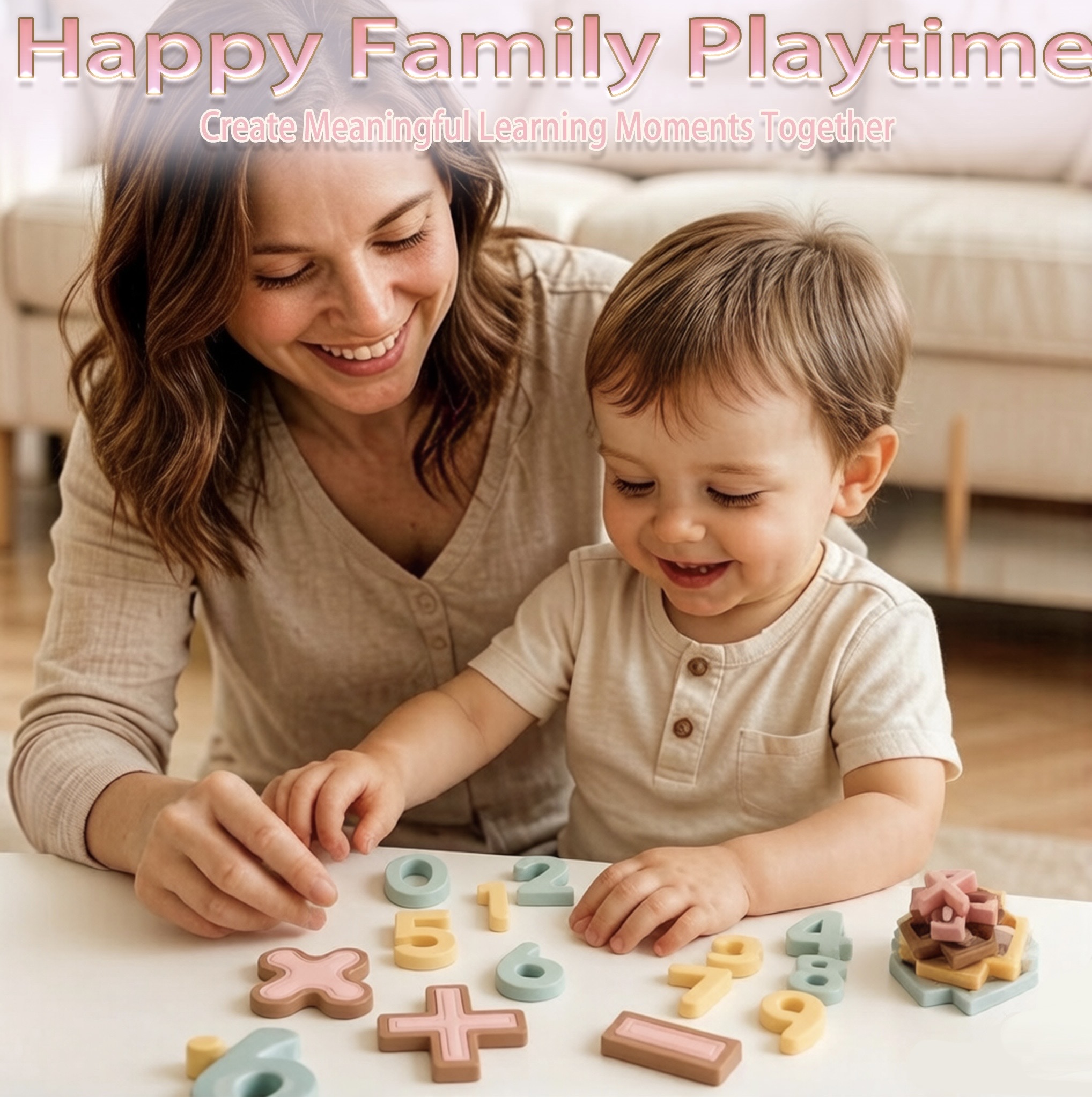 Food Grade Silicone Stacking Blocks Number Shape Puzzle Educational Sensory STEM Hand Eye Coordination Learning Toy Christmas