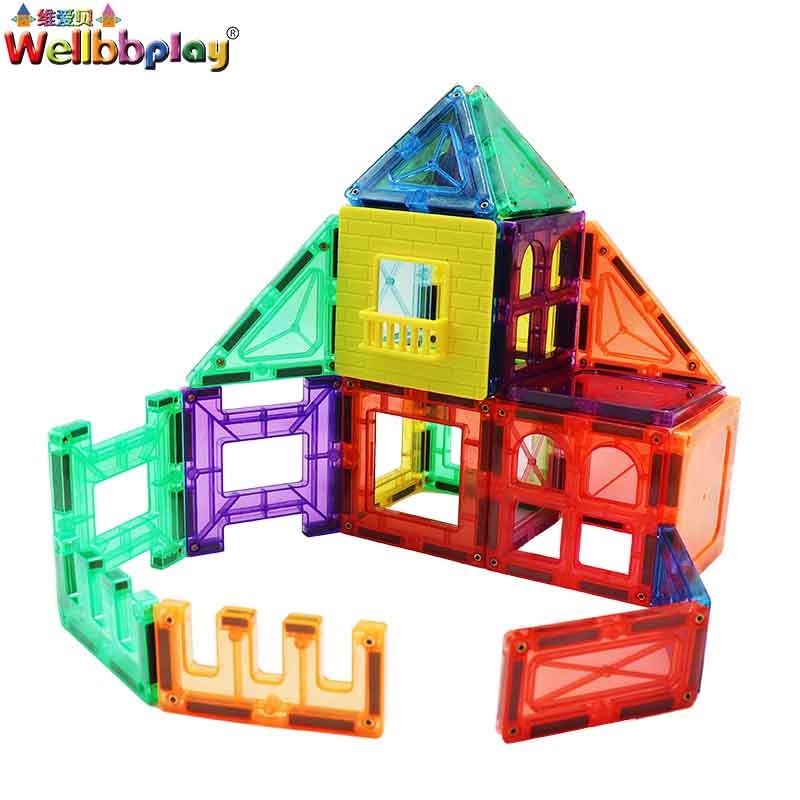 32PCS Early Learning Plastic Magnetic Tiles Building Magnet Block Set Toy Educational Construction Model Toy