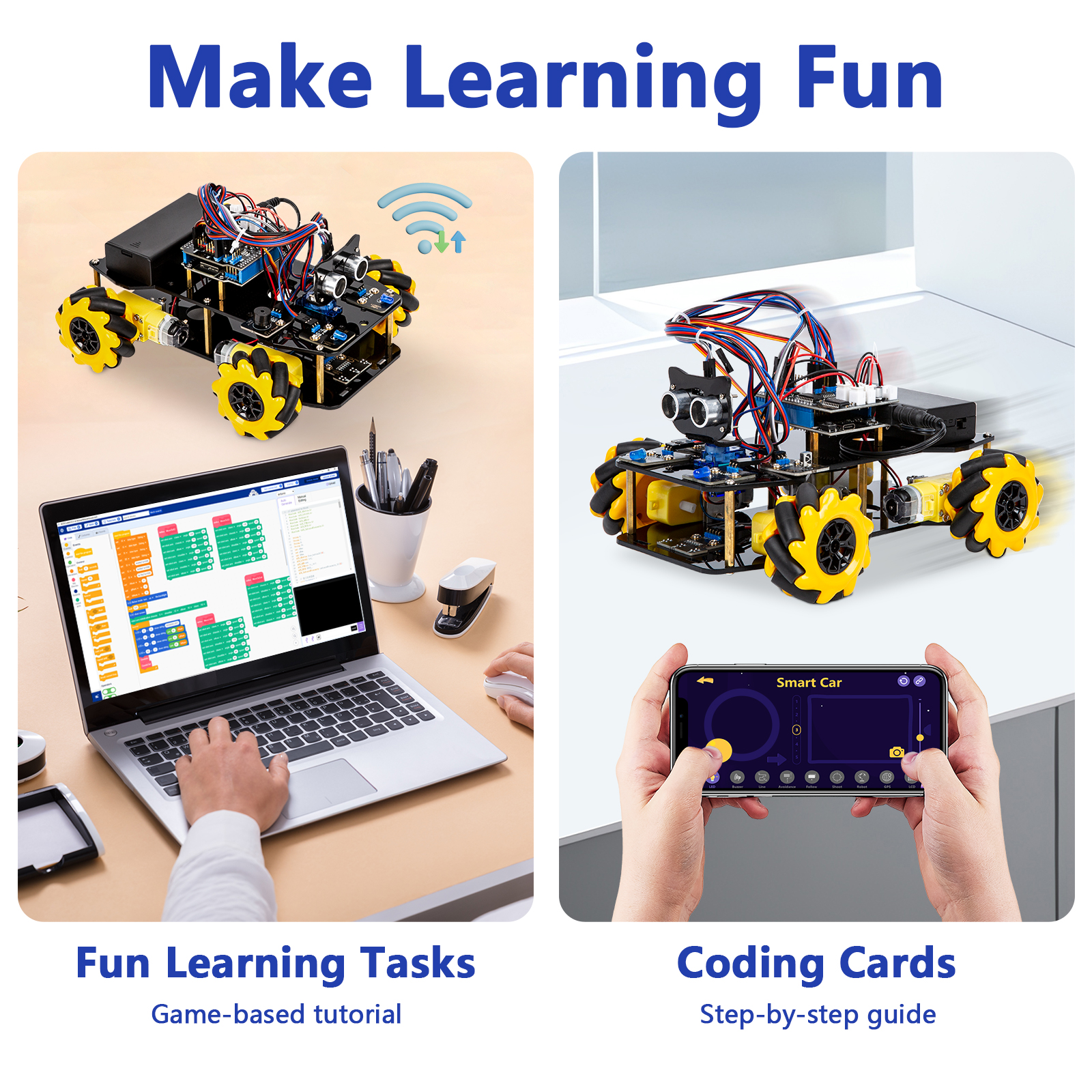 DIY Python Programming School Kids Teens Learning Coding ESP32 4WD Stem Education Smart Robot Car Starter Kits Set for Arduino