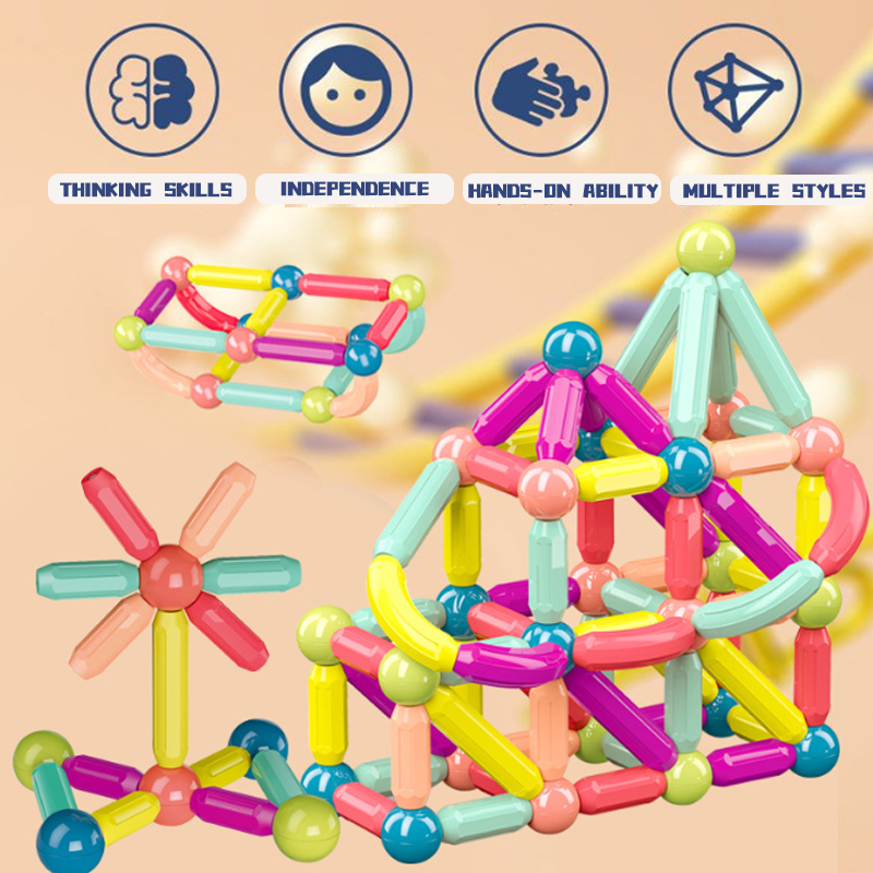 Montessori Learning Toys Magnetic Bricks Building Blocks Sticks for Toddlers Boys Girls Ages 3 +
