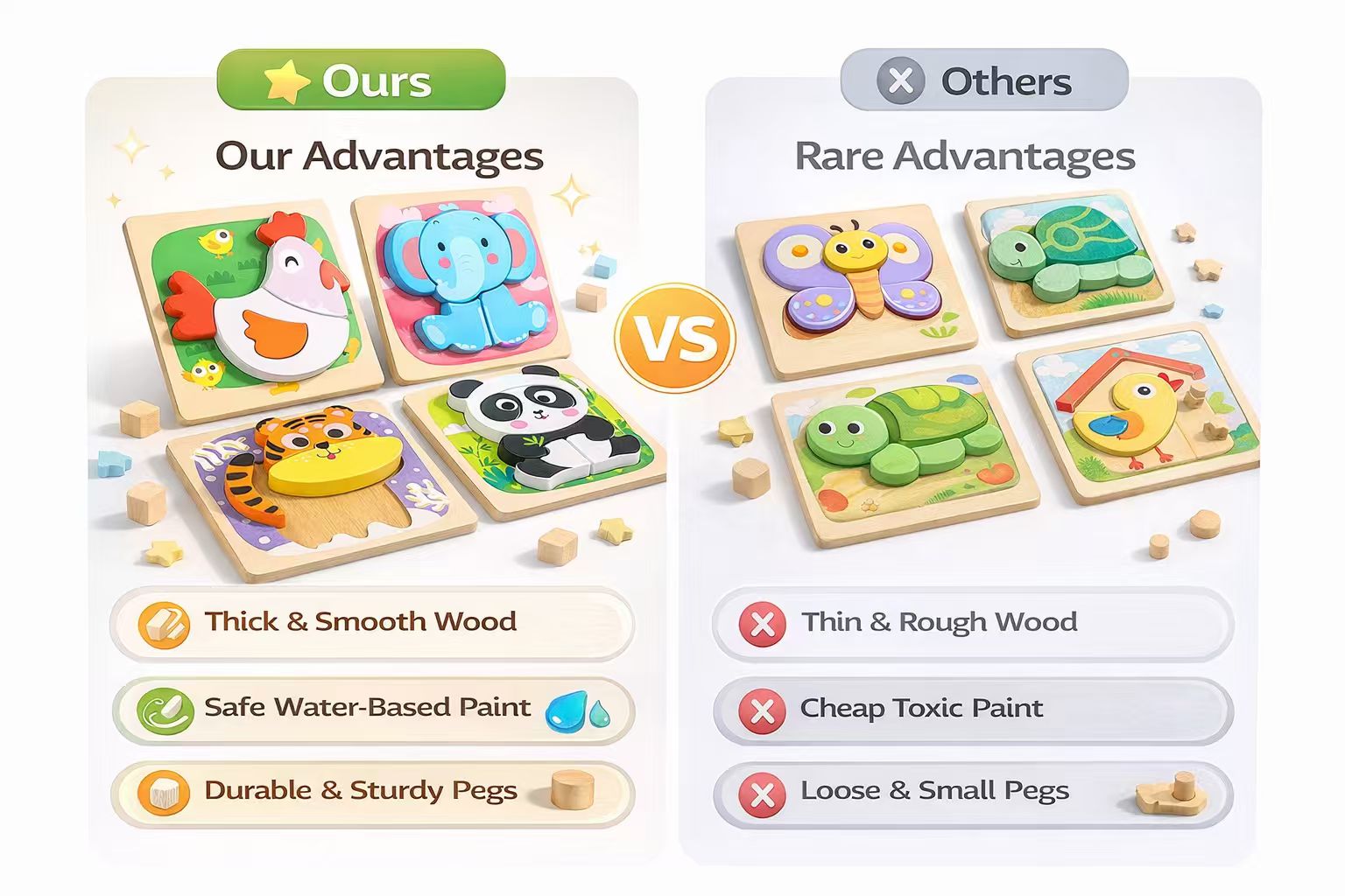 Montessori Educational Toys 3D Animal Puzzle Cartoon Kids Learning Wooden Educational Toys Learning Toy