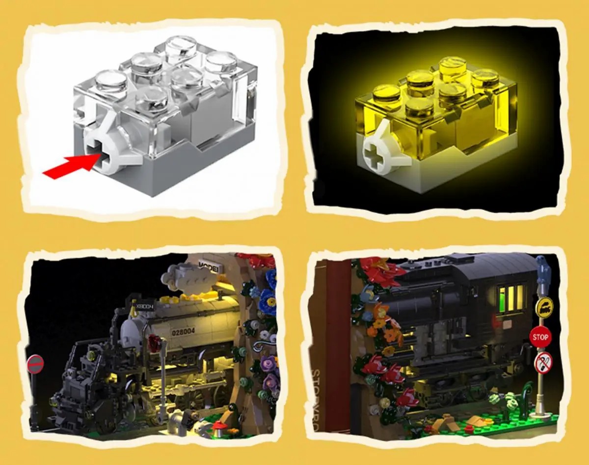 1848 PCS STEM Big Boy Train Bookend with Lights DIY Building Set for Kids with Chugging Engine & Cargo Cars