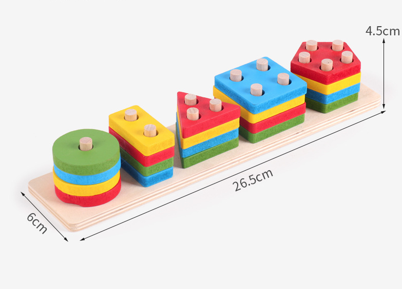 PT Educational Preschool Toddler Toys Shape Color Sorting Block Puzzles for Kids Color Recognition Stacker Shape Sorter Toys